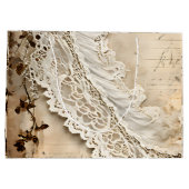 ヴィンテージレーストリムメイド・オブ・オーナー（花嫁付き添い人） パーソナライズされた ラージペーパーバッグ (裏面)