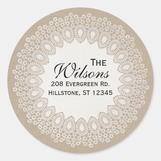 ヴィンテージレースドリー差出人住所ラウンドラベル ラウンドシール (正面)