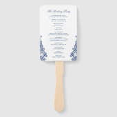 ヴィンテージレースネイビーブルー素朴結婚式 プログラム ハンドファン (正面)