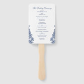 ヴィンテージレースネイビーブルー素朴結婚式 プログラム ハンドファン (裏面)