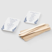 ヴィンテージレースネイビーブルー素朴結婚式 プログラム ハンドファン (組立なし)