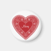 ヴィンテージレースハートの名前 マグネット (正面)