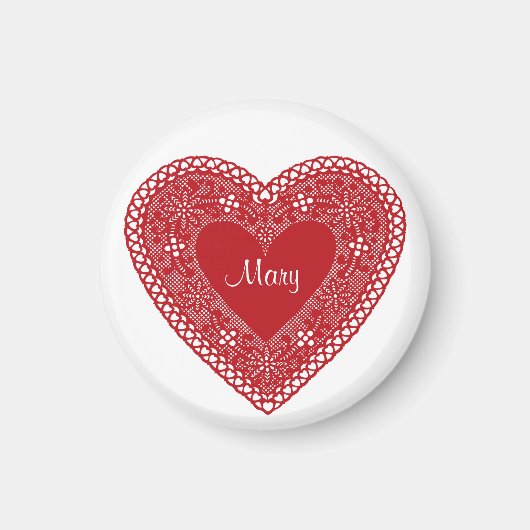 ヴィンテージレースハートの名前 マグネット (正面)