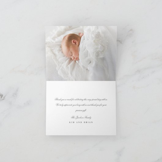 ヴィンテージレースバプテスフォトサンキューカード ノートカード (内部)