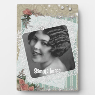 ヴィンテージレースバラとパールアートプラーク フォトプラーク