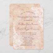 ヴィンテージレースバラオールド紙婚約パーティ 招待状 (正面/裏面)