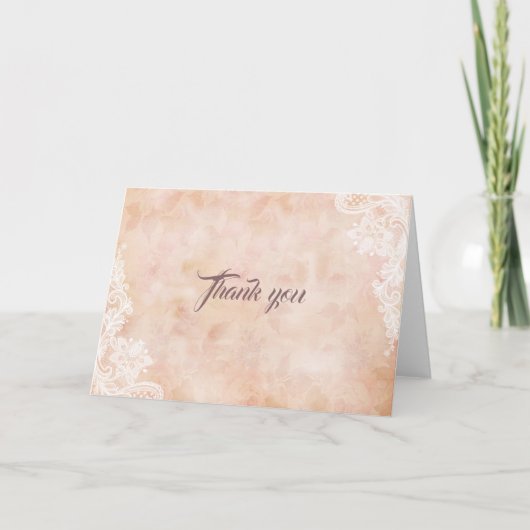 ヴィンテージレースバラオールド紙結婚ズサンキュー サンキューカード (正面)