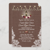 ヴィンテージレースバーラップランタンストリングラ結婚イト 招待状 (正面/裏面)
