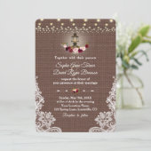 ヴィンテージレースバーラップランタンストリングラ結婚イト 招待状 (スタンド正面)