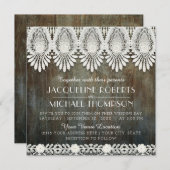 ヴィンテージレースバーンウッドカントリー素朴ウェスタンバーン 招待状 (正面/裏面)