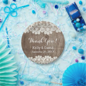 ヴィンテージレースバーンウッド素朴ズ結婚サンキュー ペーパープレート (パーティー)