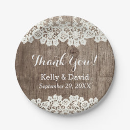 ヴィンテージレースバーンウッド素朴ズ結婚サンキュー ペーパープレート