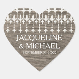 ヴィンテージレースバ素朴ンウッドハートタイポグラフィ ハートシール