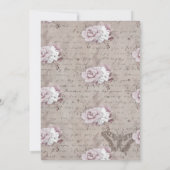ヴィンテージレースパステルフローラバラグレイ結婚ズ 招待状 (裏面)