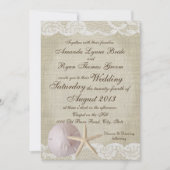 ヴィンテージレースビーチ結婚式 招待状 (正面)