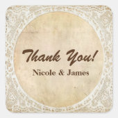 ヴィンテージレースフレ素朴ームロマ結婚ンスのシール スクエアシール (正面)