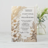 ヴィンテージレースフローラゴールドフォイルエンボス結婚ズ 招待状 (スタンド正面)