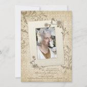 ヴィンテージレースフローラ写真80番目の誕生日招待状 招待状 (正面)