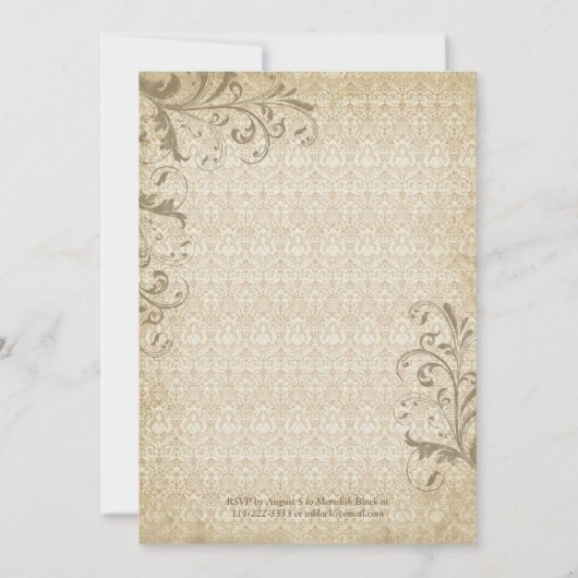 ヴィンテージレースフローラ写真80番目の誕生日招待状 招待状 (裏面)