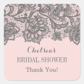ヴィンテージレースブライダルシャワーお気に入りシール スクエアシール (正面)