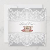 ヴィンテージレースブライダルシャワーティーパーティの招待状 招待状 (正面)