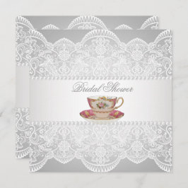 ヴィンテージレースブライダルシャワーティーパーティの招待状 招待状