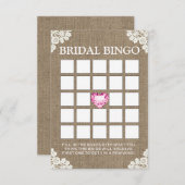 ヴィンテージレースブライダルシャワーBurlapビンゴカード (正面/裏面)
