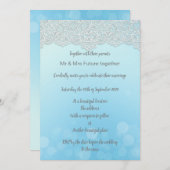 ヴィンテージレースブルーアクアエレガントな結婚式 招待状 (正面/裏面)