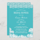 ヴィンテージレースベビーズブレスターコイズブライダルシャワー 招待状 (正面/裏面)
