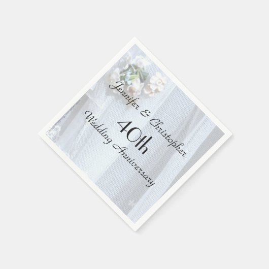 ヴィンテージレースペーパーナプキン結婚40周年 スタンダードカクテルナプキン (角)