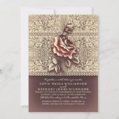 ヴィンテージレースマルサラバラ結婚式招待状 招待状 (正面)