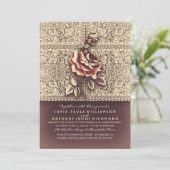 ヴィンテージレースマルサラバラ結婚式招待状 招待状 (スタンド正面)