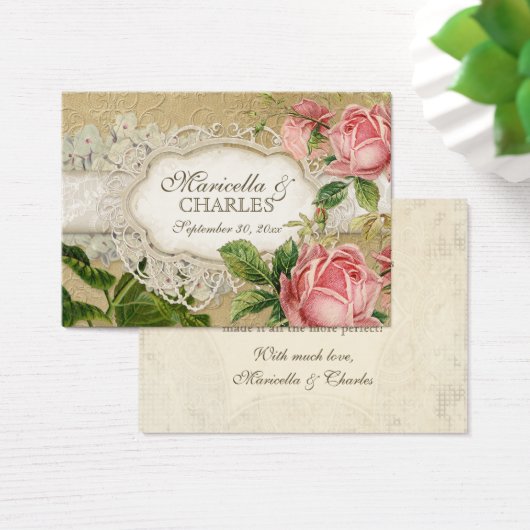 ヴィンテージレースモダンティーステンドアジサイnバラ (デスク)