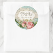 ヴィンテージレースモダンティーステンドアジサイnバラ ラウンドシール (バッグ)