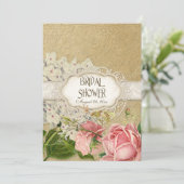 ヴィンテージレースモダンティーステンドアジサイnバラ 招待状 (スタンド正面)