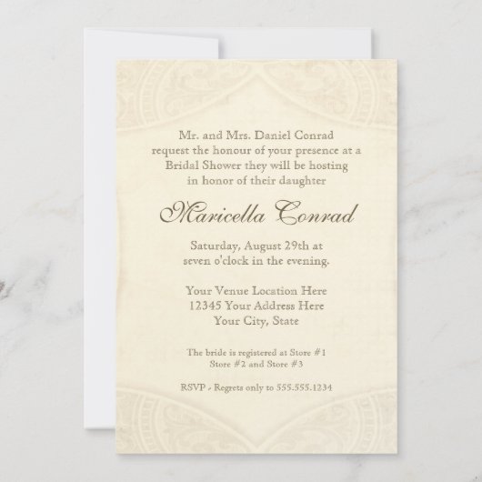 ヴィンテージレースモダンティーステンドアジサイnバラ 招待状 (裏面)