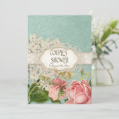 ヴィンテージレースモダンティーステンドアジサイnバラ 招待状 (スタンド正面)