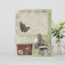 ヴィンテージレースラベル蓄音機ハットボックス金ゴールド紙