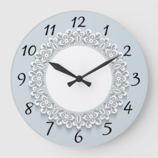 ヴィンテージレースラージライトブルーグレー時計 ラージ壁時計