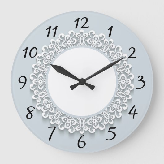 ヴィンテージレースラージライトブルーグレー時計 ラージ壁時計 (正面)