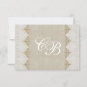 ヴィンテージレースリネン素朴ウェディングSVP 出欠カード (裏面)