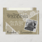 ヴィンテージレースロマンチック日付を保存 セーブザデート (正面/裏面)