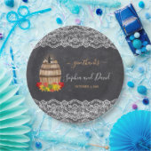 ヴィンテージレースワイナリーチョークサンクスギビング結婚ズ ペーパープレート (パーティー)