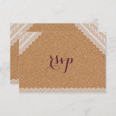 ヴィンテージレースワインコルクウェディングRSVP 出欠カード (正面/裏面)