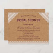 ヴィンテージレースワインコ結婚ークブライダルシャワー 招待状 (正面/裏面)