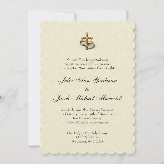 ヴィンテージレース伝統的カトリックさくらんぼの花 招待状 (裏面)