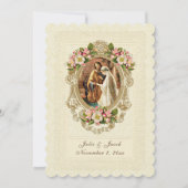 ヴィンテージレース伝統的カトリックさくらんぼの花 招待状 (正面)