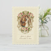 ヴィンテージレース伝統的カトリックさくらんぼの花 招待状 (スタンド正面)