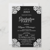 ヴィンテージレース写真の卒業 招待状 (正面)