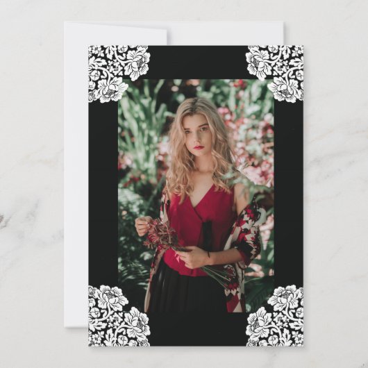 ヴィンテージレース写真の卒業 招待状 (裏面)